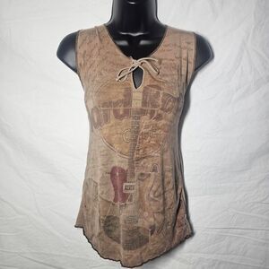 Vintage y2k hard rock grunge boho cowgirl keyhole blouse